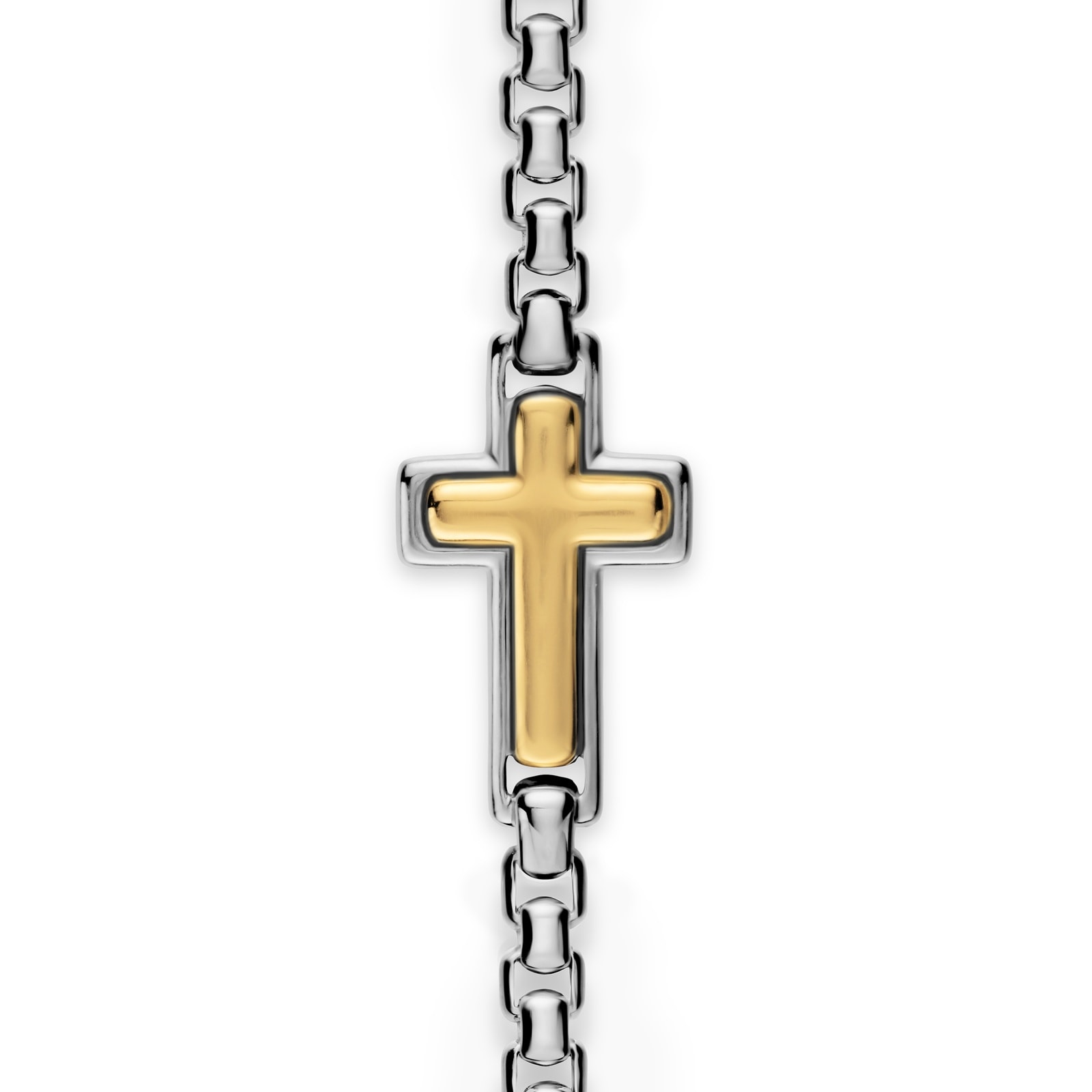 David Yurman Cross Station Box Chain Necklace In Sterling Silver And 14ct Yellow Gold, 3.6mm - 20 Inches