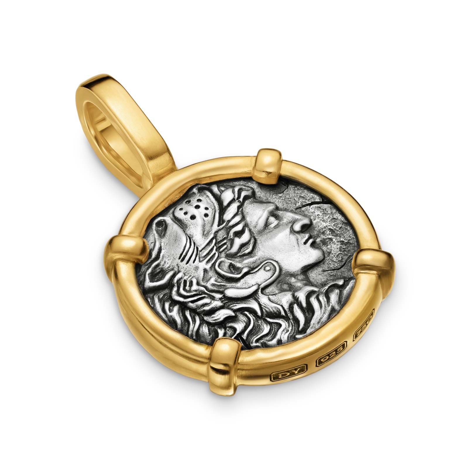 David Yurman Alexander The Great Amulet In Sterling Silver With 18ct Yellow Gold, 20.5mm