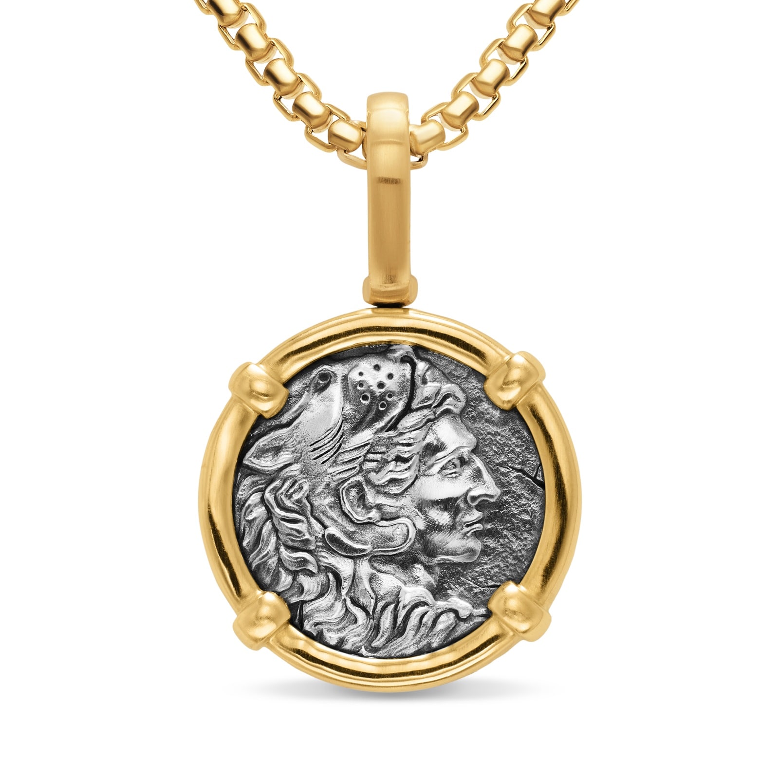 David Yurman Alexander The Great Amulet In Sterling Silver With 18ct Yellow Gold, 20.5mm