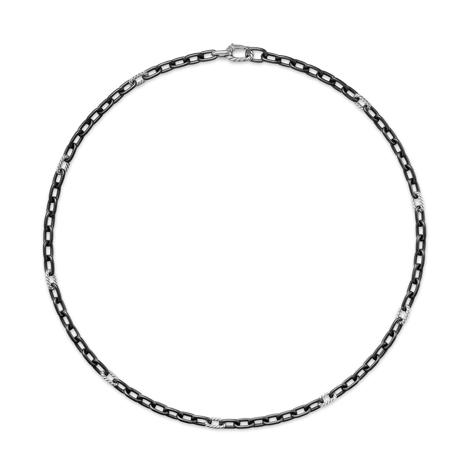 David Yurman DY Madison® Chain Necklace in Black Titanium With Sterling Silver, 6mm David Yurman DY Madison® Chain Necklace in Black Titanium With Sterling Silver, 6mm