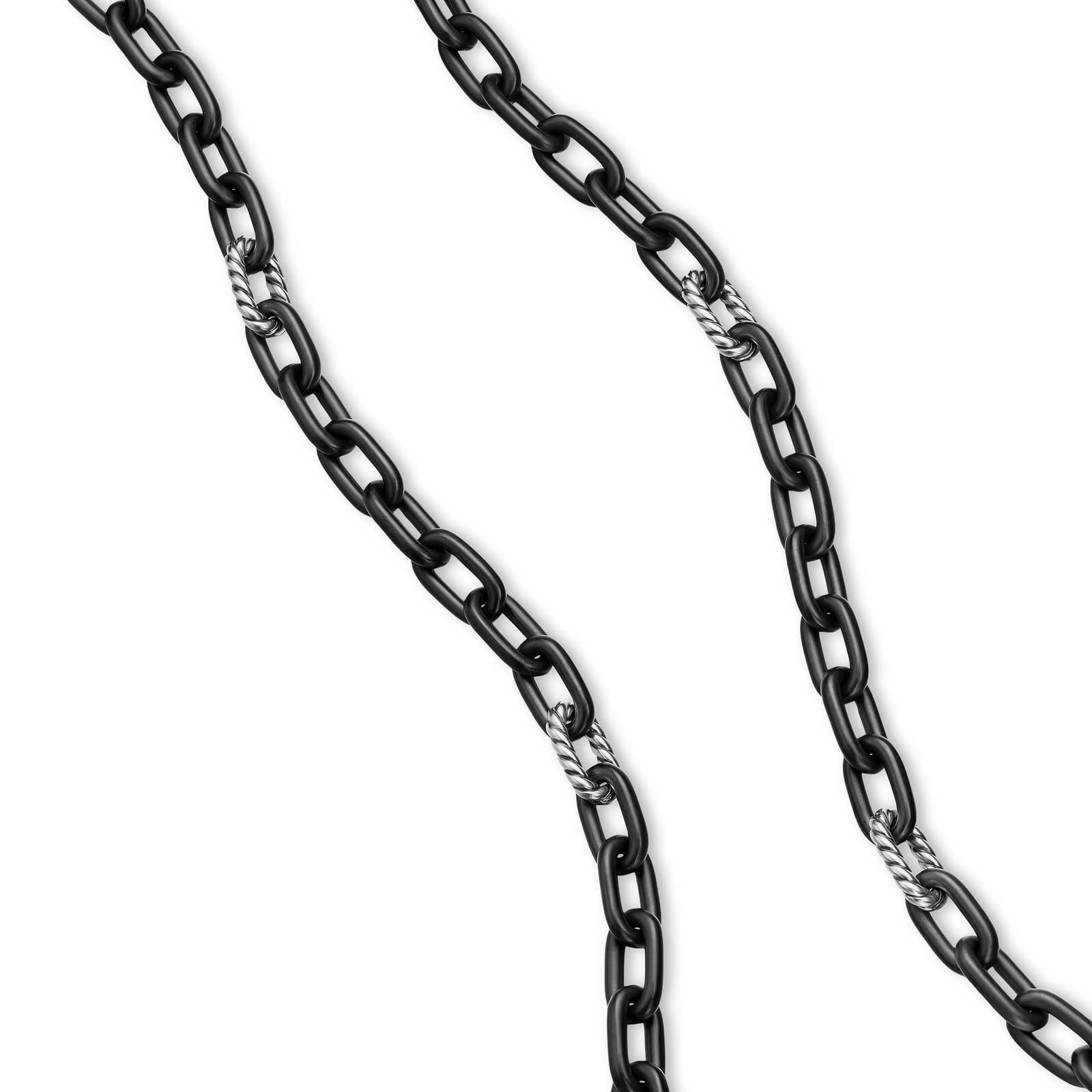 David Yurman DY Madison® Chain Necklace in Black Titanium With Sterling Silver, 6mm David Yurman DY Madison® Chain Necklace in Black Titanium With Sterling Silver, 6mm