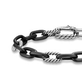 David Yurman DY Madison® Chain Bracelet In Black Titanium With Sterling Silver, 8.5mm