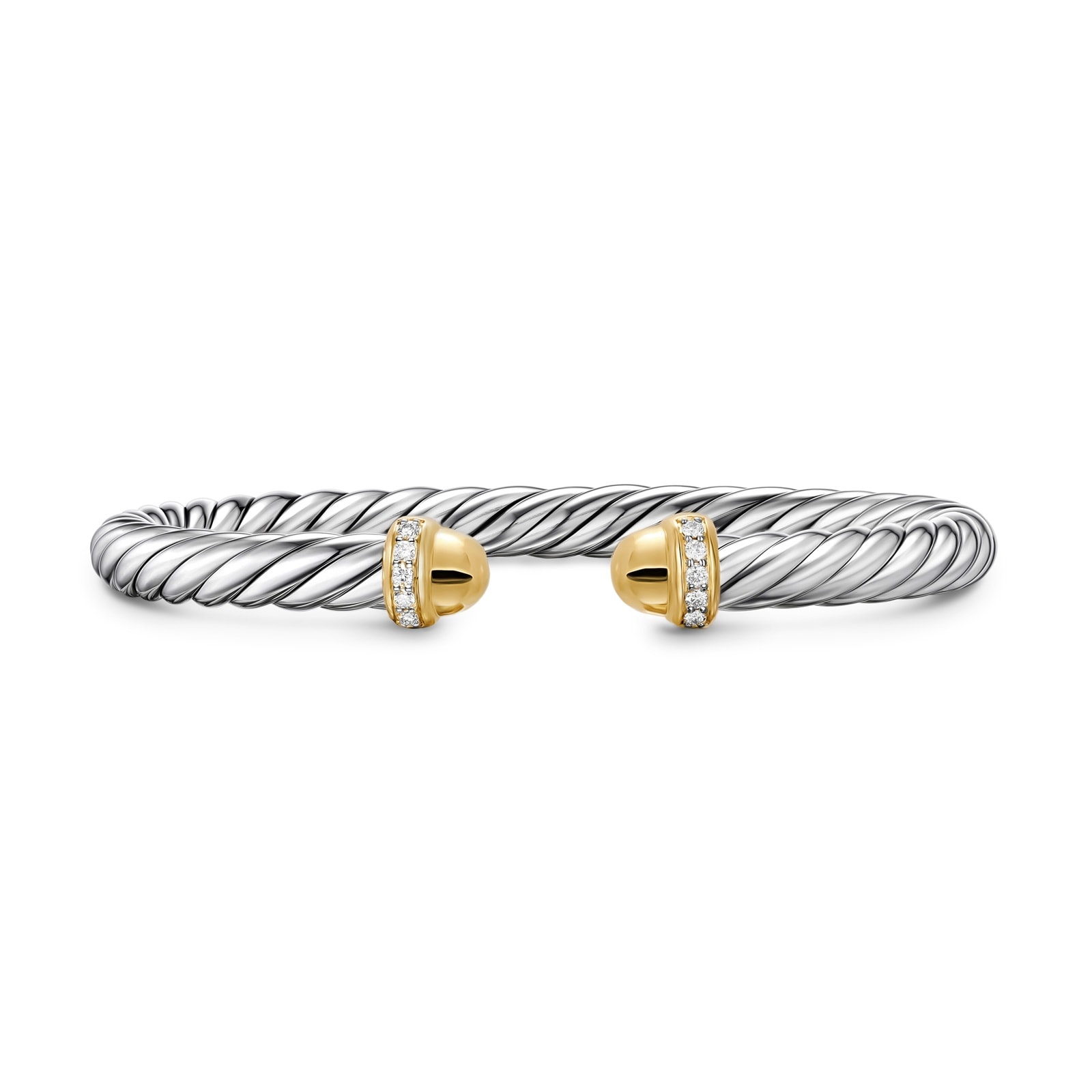 David Yurman Cable Flex Bracelet In Sterling Silver And 14ct Yellow Gold With Diamonds, 6mm