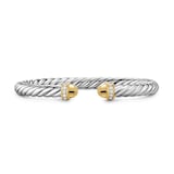 David Yurman Cable Flex Bracelet In Sterling Silver And 14ct Yellow Gold With Diamonds, 6mm - Size Large