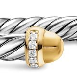 David Yurman Cable Flex Bracelet In Sterling Silver And 14ct Yellow Gold With Diamonds, 6mm - Size Large