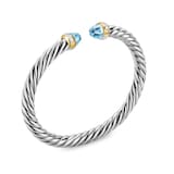 David Yurman Cable Flex Bracelet In Sterling Silver And 14ct Yellow Gold With Blue Topaz, 6mm - Size Small
