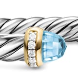 David Yurman Cable Flex Bracelet In Sterling Silver And 14ct Yellow Gold With Blue Topaz, 6mm - Size Small