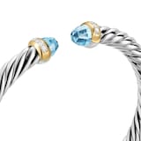 David Yurman Cable Flex Bracelet In Sterling Silver And 14ct Yellow Gold With Blue Topaz, 6mm - Size Small
