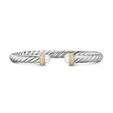 David Yurman Cable Flex Bracelet In Sterling Silver And 14ct Yellow Gold With Diamonds & Pearl, 6mm