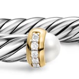 David Yurman Cable Flex Bracelet In Sterling Silver And 14ct Yellow Gold With Diamonds & Pearl, 6mm