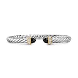 David Yurman Cable Flex Bracelet In Sterling Silver And 14ct Yellow Gold With Black Onyx & Diamonds, 6mm