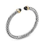 David Yurman Cable Flex Bracelet In Sterling Silver And 14ct Yellow Gold With Black Onyx & Diamonds, 6mm