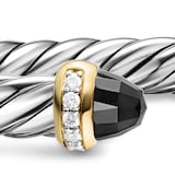 David Yurman Cable Flex Bracelet In Sterling Silver And 14ct Yellow Gold With Black Onyx & Diamonds, 6mm