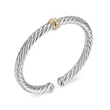 David Yurman Cable Flex Centre Station Bracelet In Sterling Silver And 14ct Yellow Gold With Diamonds, 6mm - Size Small