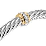 David Yurman Cable Flex Centre Station Bracelet In Sterling Silver And 14ct Yellow Gold With Diamonds, 6mm - Size Small