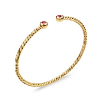 David Yurman Micro Cablespira® Flex Round Bracelet in 18ct Yellow Gold With Rubies, 2.6mm