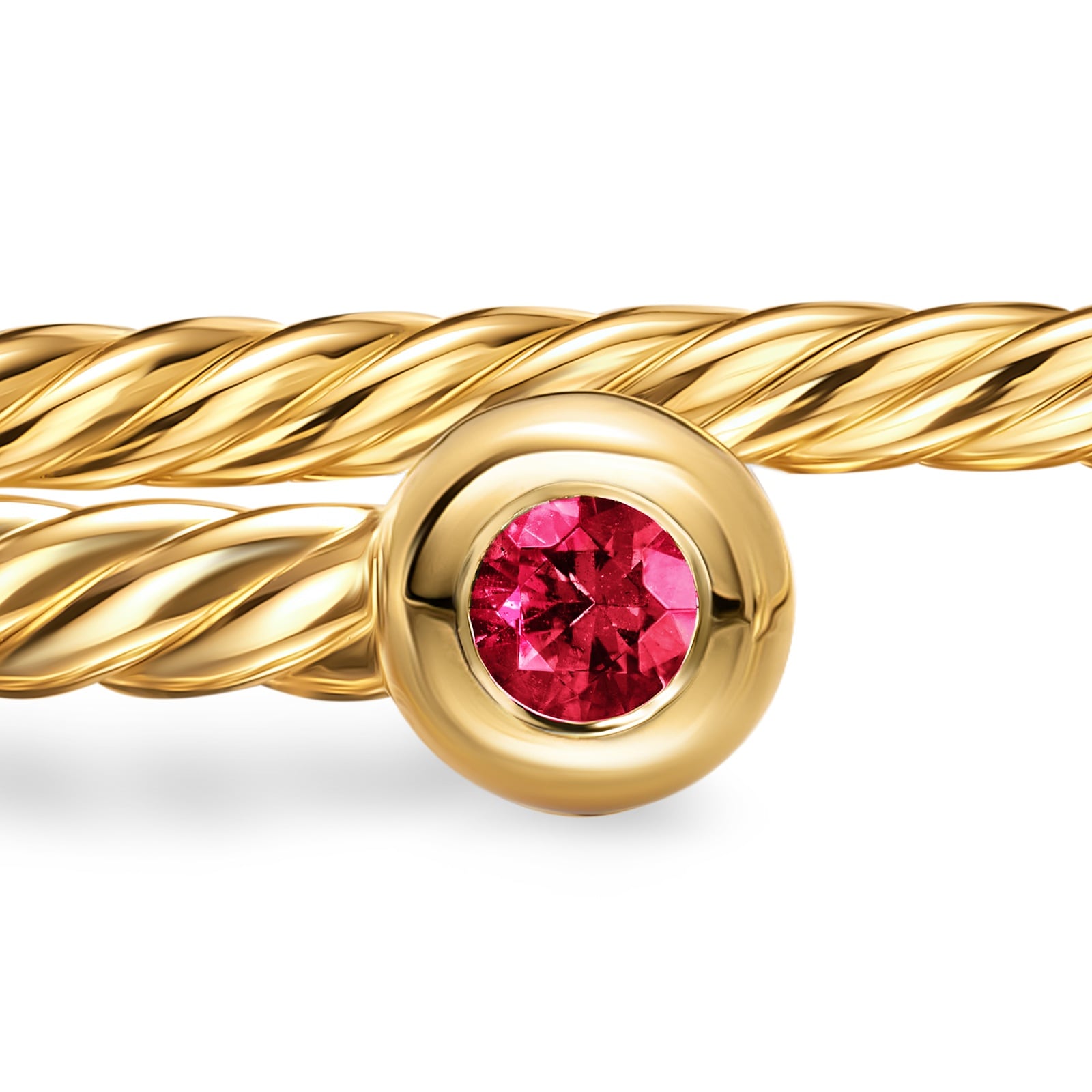David Yurman Micro Cablespira® Flex Round Bracelet in 18ct Yellow Gold With Rubies, 2.6mm