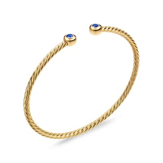 David Yurman Micro Cablespira® Flex Round Bracelet in 18ct Yellow Gold With Blue Sapphires, 2.6mm