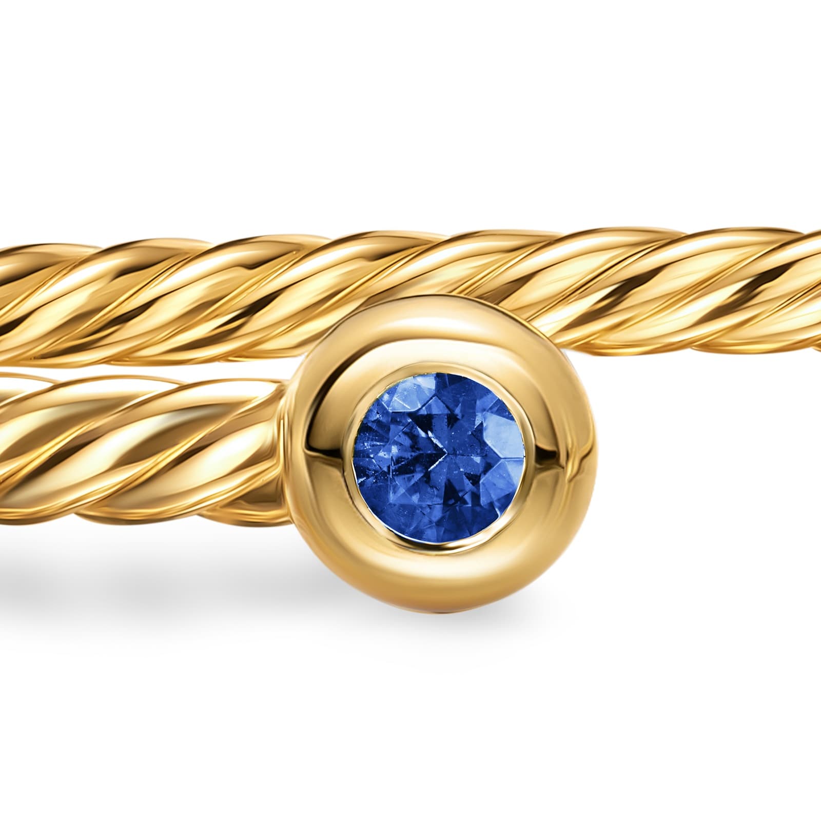 David Yurman Micro Cablespira® Flex Round Bracelet in 18ct Yellow Gold With Blue Sapphires, 2.6mm