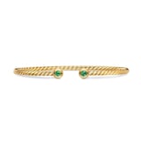 David Yurman Micro Cablespira® Flex Round Bracelet in 18ct Yellow Gold With Emeralds, 2.6mm