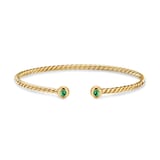 David Yurman Micro Cablespira® Flex Round Bracelet in 18ct Yellow Gold With Emeralds, 2.6mm
