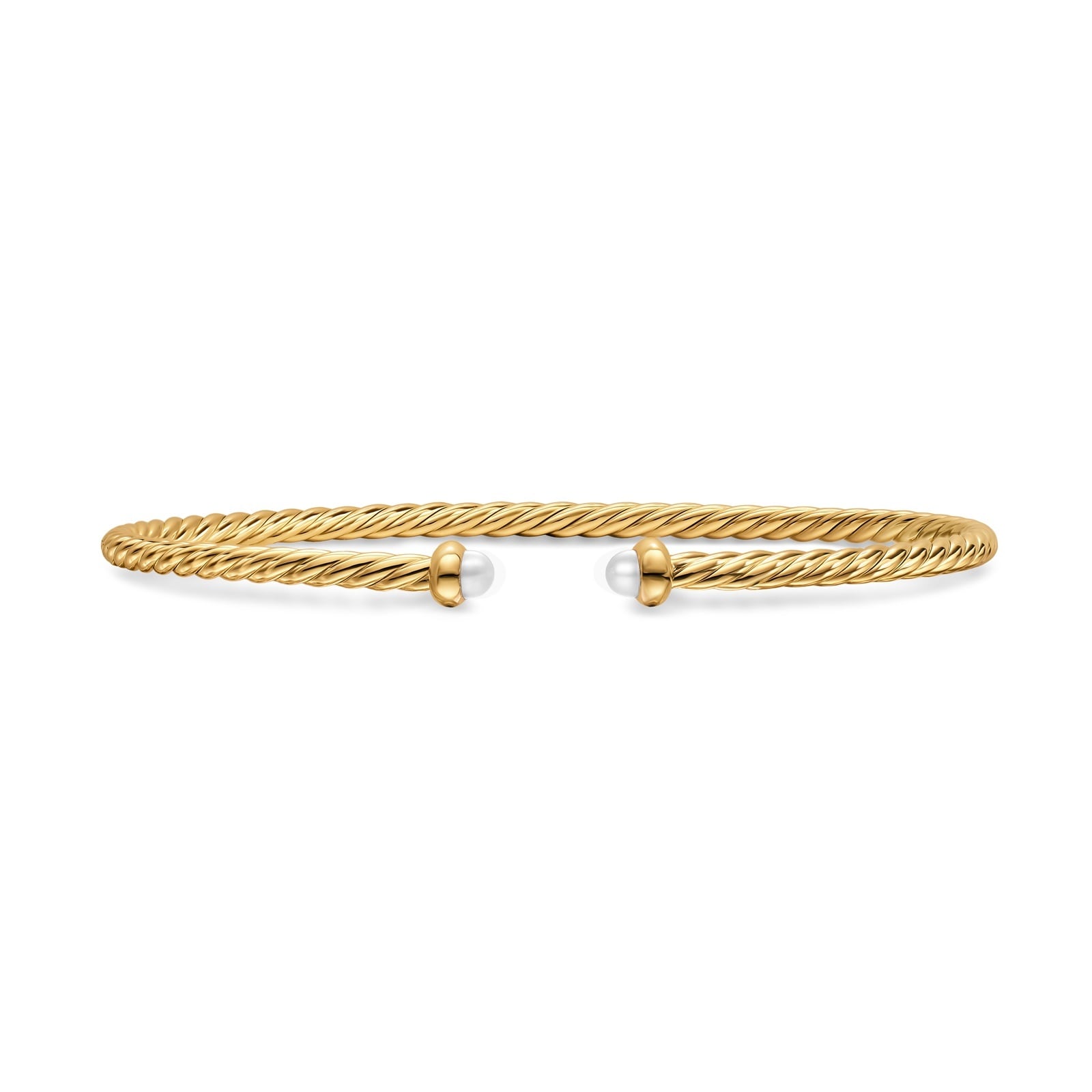 David Yurman Micro Cablespira® Flex Bracelet In 18ct Yellow Gold With Pearls, 2.6mm David Yurman Micro Cablespira® Flex Bracelet In 18ct Yellow Gold With Pearls, 2.6mm