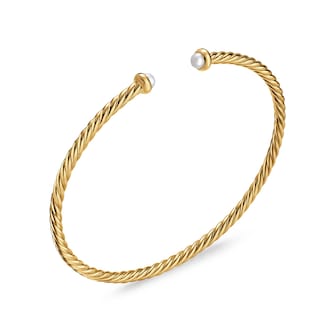 David Yurman Micro Cablespira® Flex Bracelet In 18ct Yellow Gold With Pearls, 2.6mm