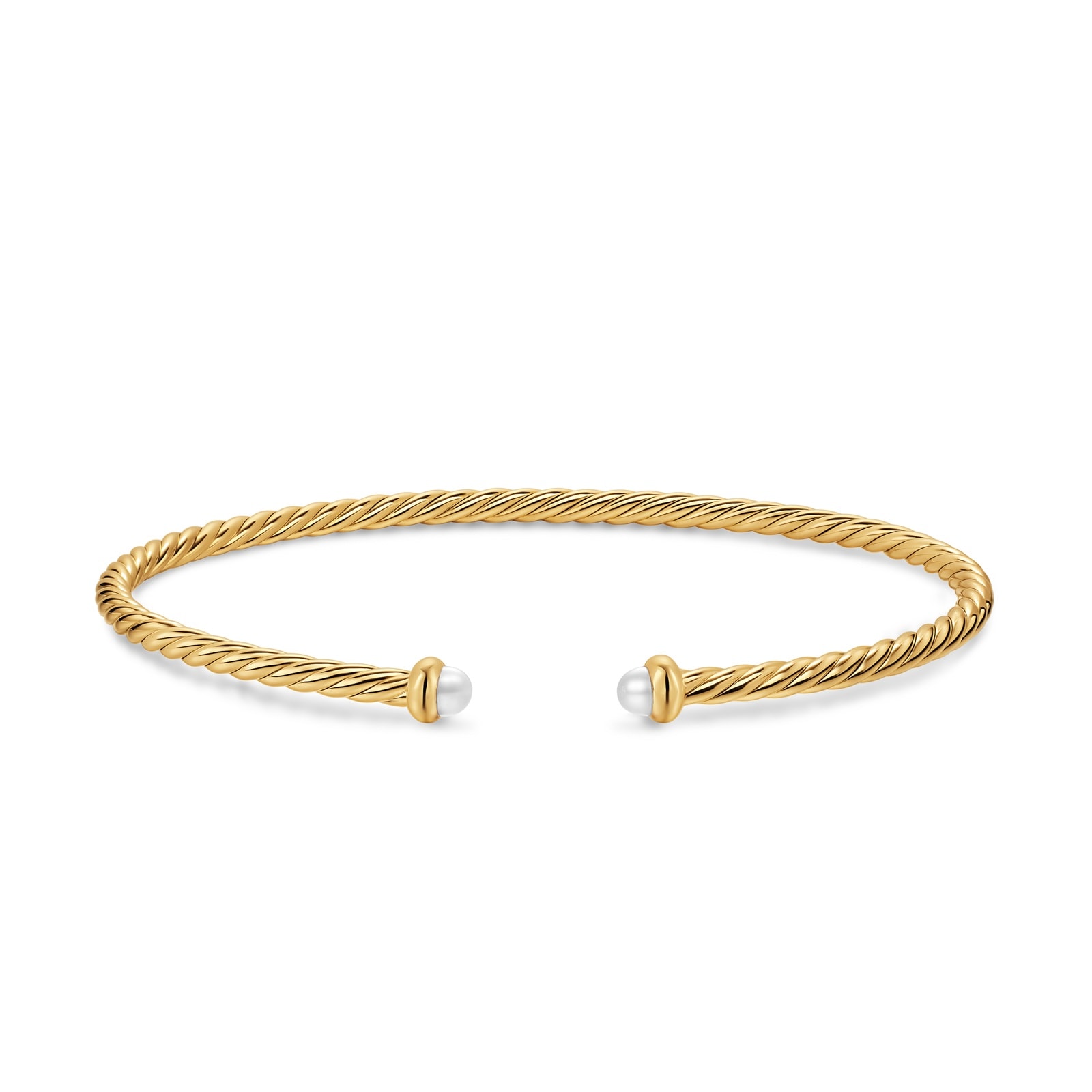 David Yurman Micro Cablespira® Flex Bracelet In 18ct Yellow Gold With Pearls, 2.6mm David Yurman Micro Cablespira® Flex Bracelet In 18ct Yellow Gold With Pearls, 2.6mm