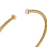 David Yurman Micro Cablespira® Flex Bracelet In 18ct Yellow Gold With Pearls, 2.6mm - Size Small