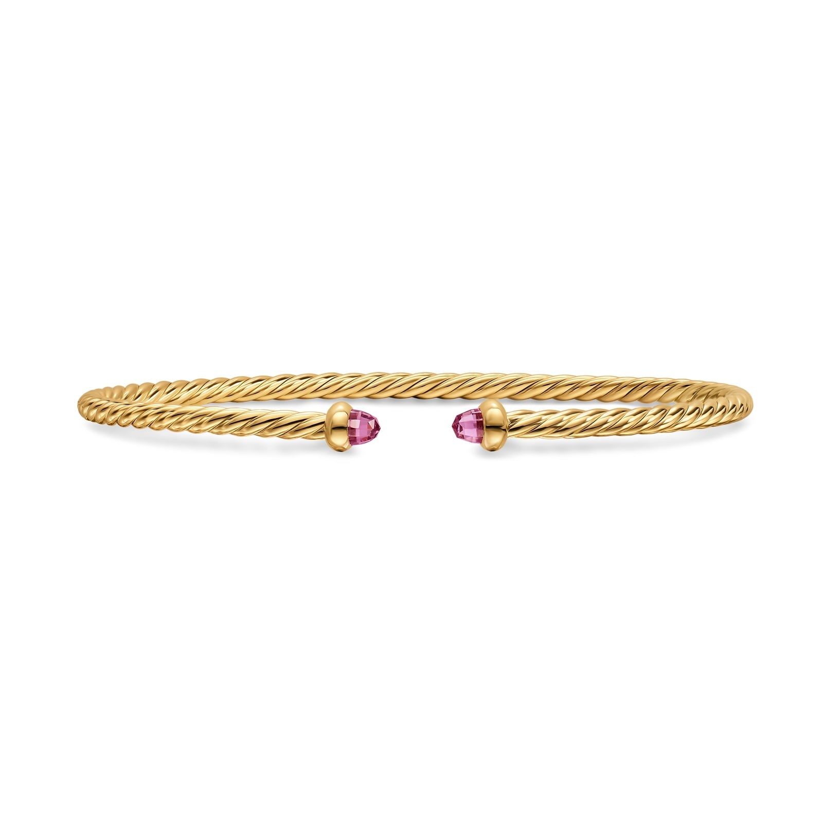 David Yurman Micro Cablespira® Flex Bracelet In 18ct Yellow Gold With Pink Tourmaline, 2.6mm