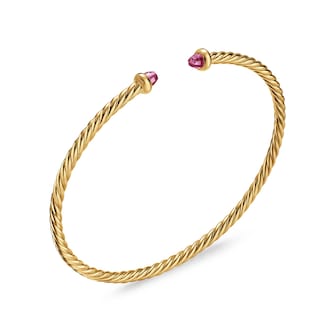 David Yurman Micro Cablespira® Flex Bracelet In 18ct Yellow Gold With Pink Tourmaline, 2.6mm