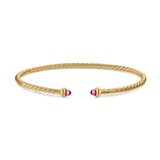 David Yurman Micro Cablespira® Flex Bracelet In 18ct Yellow Gold With Pink Tourmaline, 2.6mm