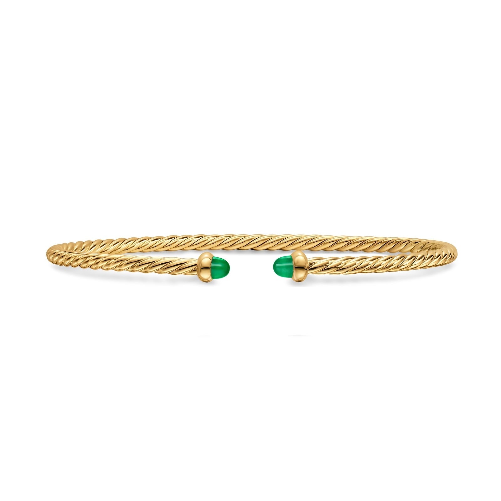 David Yurman Micro Cablespira® Flex Bracelet In 18ct Yellow Gold With Emeralds, 2.6mm