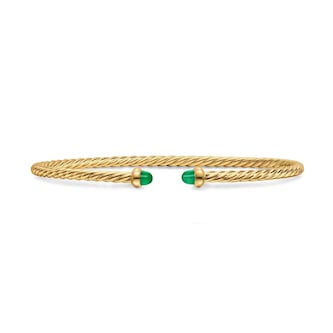 David Yurman Micro Cablespira® Flex Bracelet In 18ct Yellow Gold With Emeralds, 2.6mm