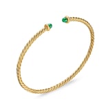 David Yurman Micro Cablespira® Flex Bracelet In 18ct Yellow Gold With Emeralds, 2.6mm - Size Small