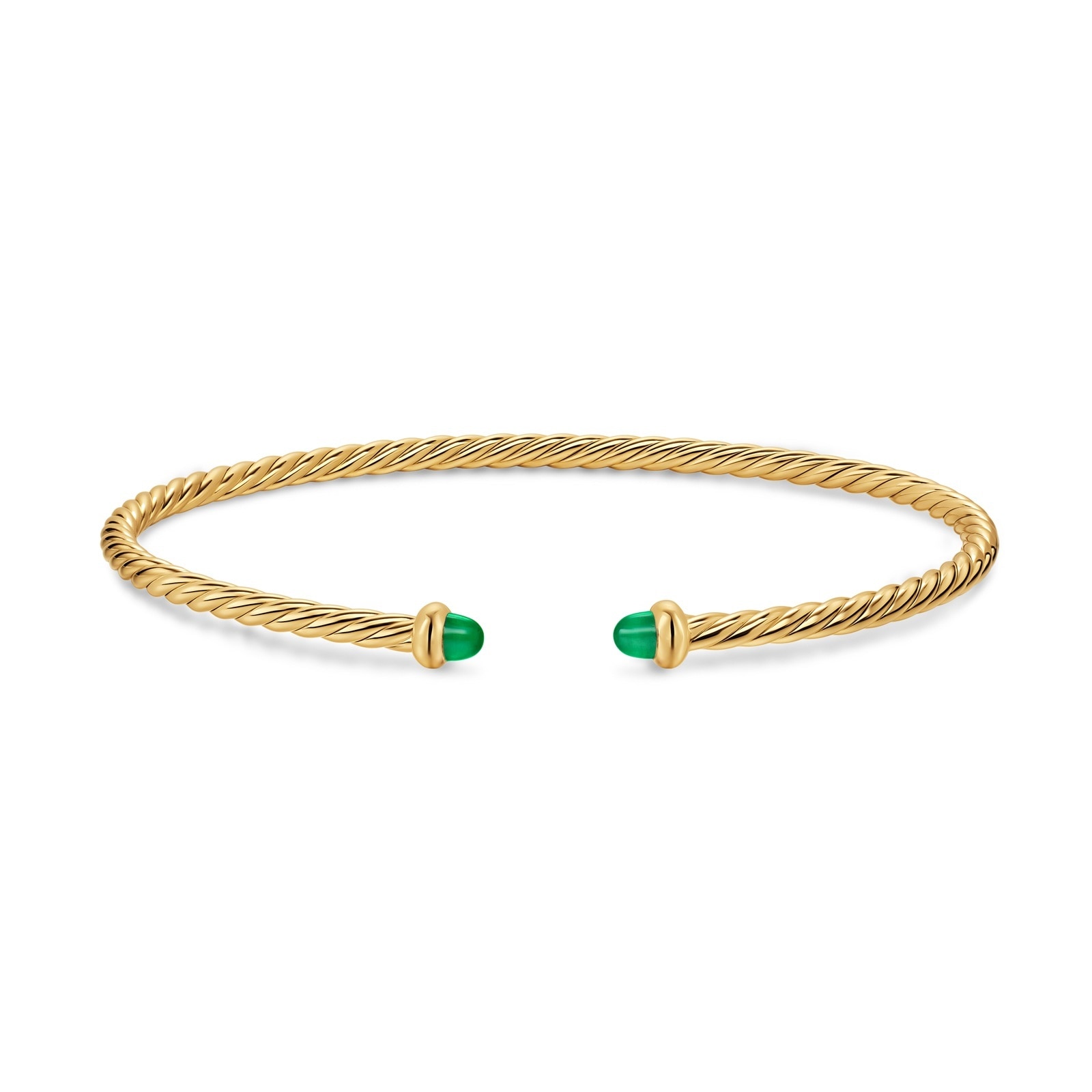 David Yurman Micro Cablespira® Flex Bracelet In 18ct Yellow Gold With Emeralds, 2.6mm