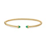 David Yurman Micro Cablespira® Flex Bracelet In 18ct Yellow Gold With Emeralds, 2.6mm - Size Small