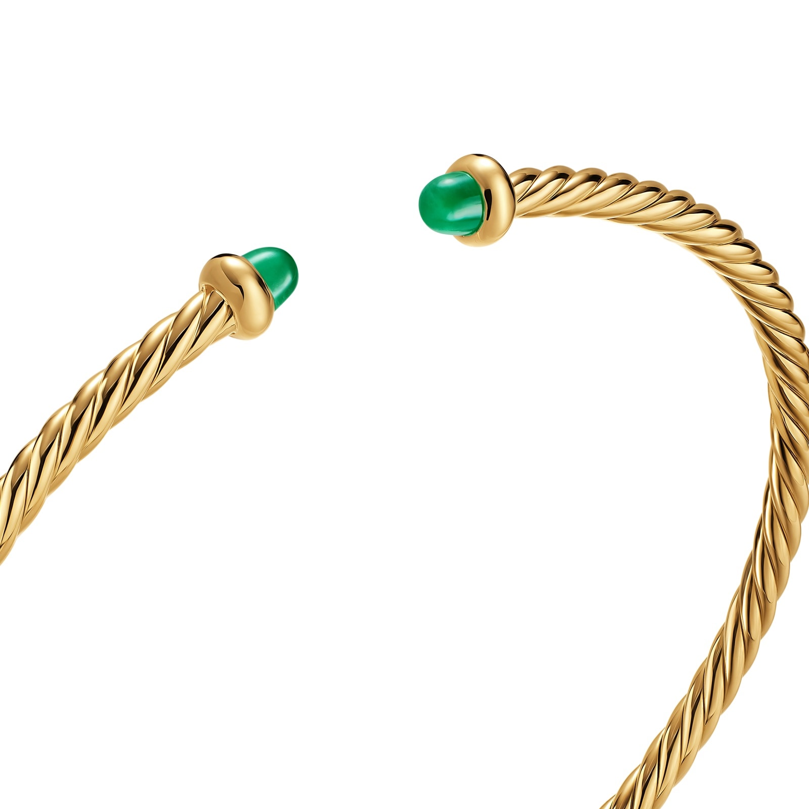 David Yurman Micro Cablespira® Flex Bracelet In 18ct Yellow Gold With Emeralds, 2.6mm