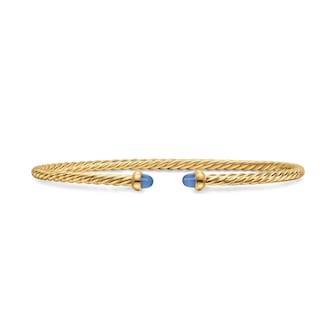 David Yurman Micro Cablespira® Flex Bracelet In 18ct Yellow Gold With Blue Sapphires, 2.6mm
