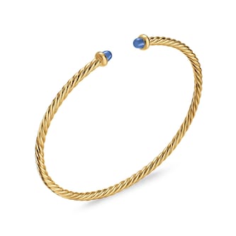 David Yurman Micro Cablespira® Flex Bracelet In 18ct Yellow Gold With Blue Sapphires, 2.6mm
