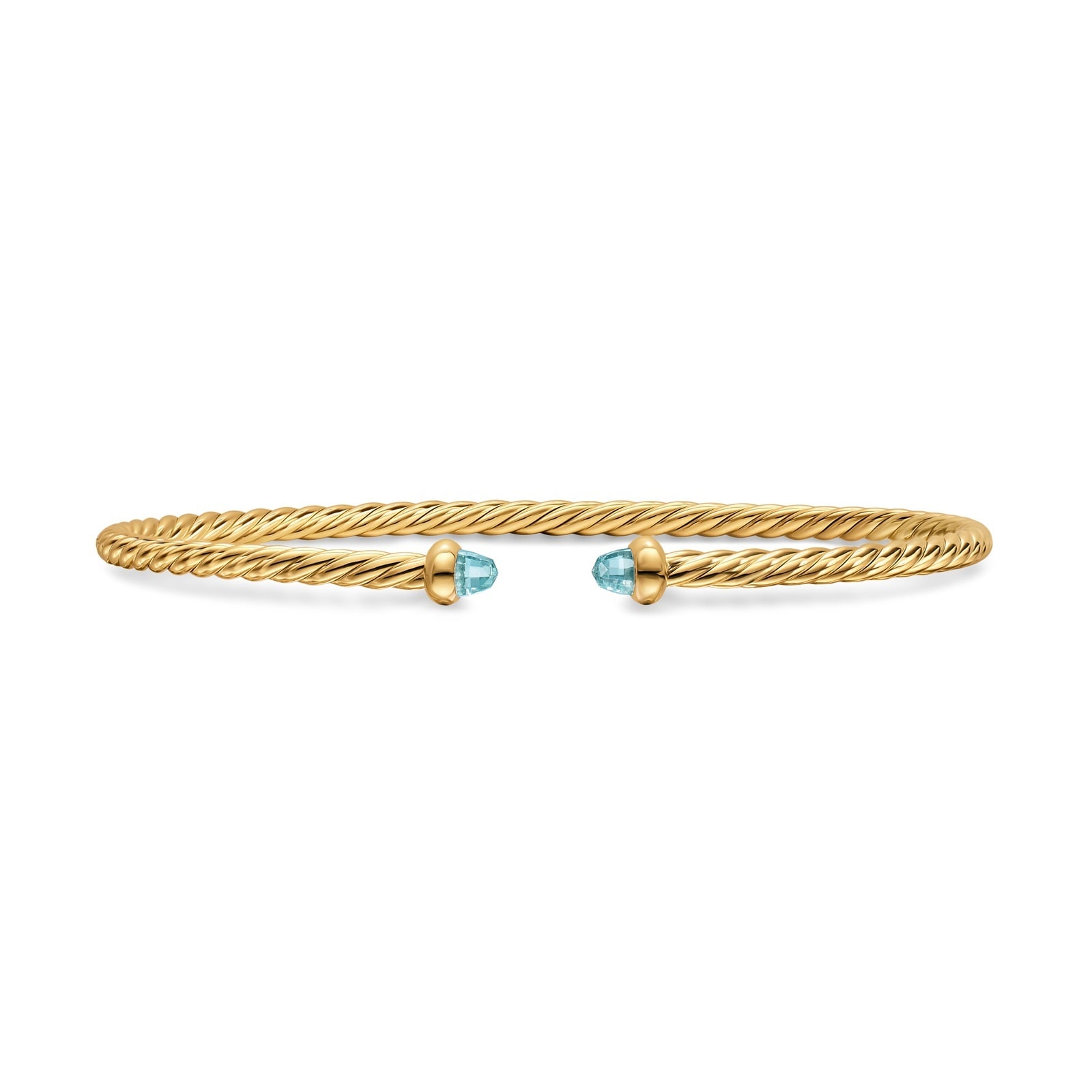 David Yurman Micro Cablespira® Flex Bracelet In 18ct Yellow Gold With Aquamarine, 2.6mm