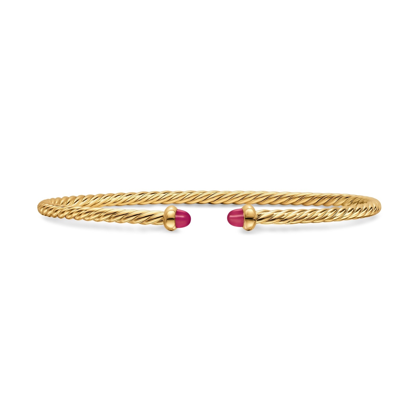 David Yurman Micro Cablespira® Flex Bracelet In 18ct Yellow Gold With Rubies, 2.6mm