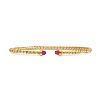 David Yurman Micro Cablespira® Flex Bracelet In 18ct Yellow Gold With Rubies, 2.6mm