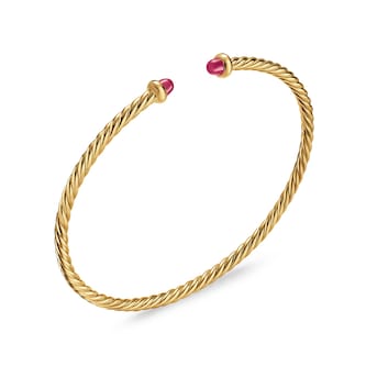 David Yurman Micro Cablespira® Flex Bracelet In 18ct Yellow Gold With Rubies, 2.6mm