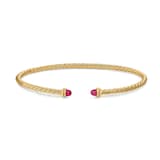 David Yurman Micro Cablespira® Flex Bracelet In 18ct Yellow Gold With Rubies, 2.6mm - Size Small