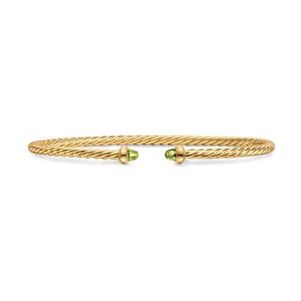 David Yurman Micro Cablespira® Flex Bracelet In 18ct Yellow Gold With Peridot, 2.6mm