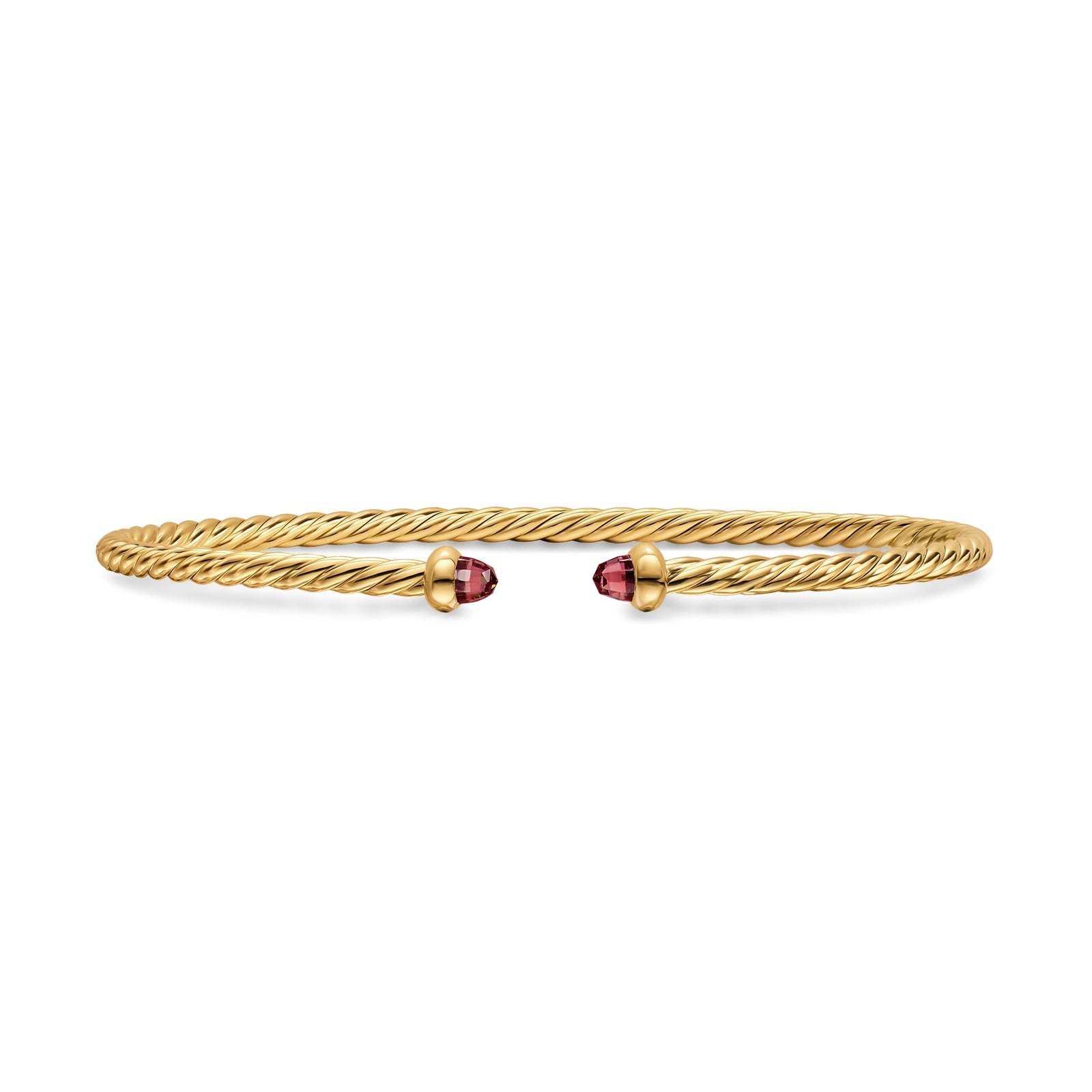 David Yurman Micro Cablespira® Flex Bracelet In 18ct Yellow Gold With Rhodolite Garnets, 2.6mm