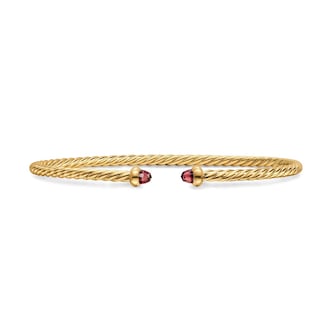 David Yurman Micro Cablespira® Flex Bracelet In 18ct Yellow Gold With Rhodolite Garnets, 2.6mm