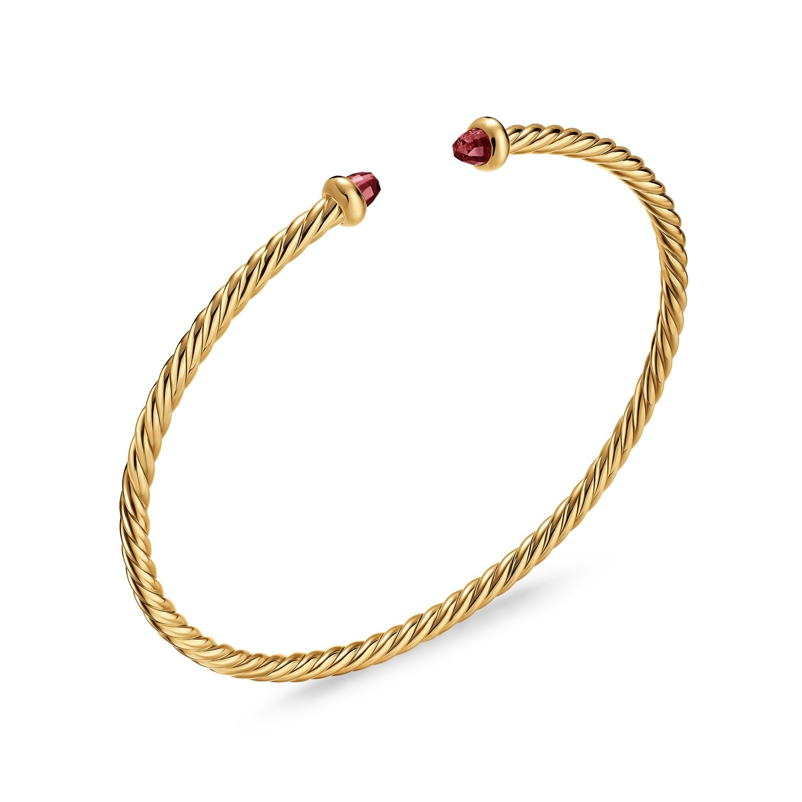 David Yurman Micro Cablespira® Flex Bracelet In 18ct Yellow Gold With Rhodolite Garnets, 2.6mm