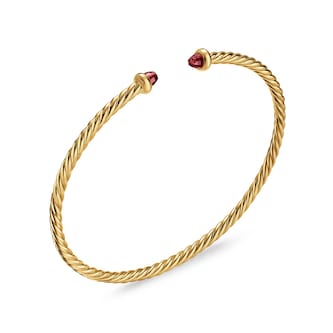 David Yurman Micro Cablespira® Flex Bracelet In 18ct Yellow Gold With Rhodolite Garnets, 2.6mm